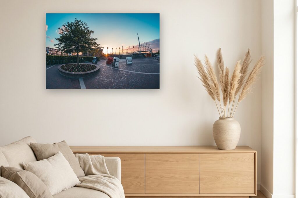 Leinwand Bensersiel 10 als 120 x 80 cm Leinwand im Wohnzimmer