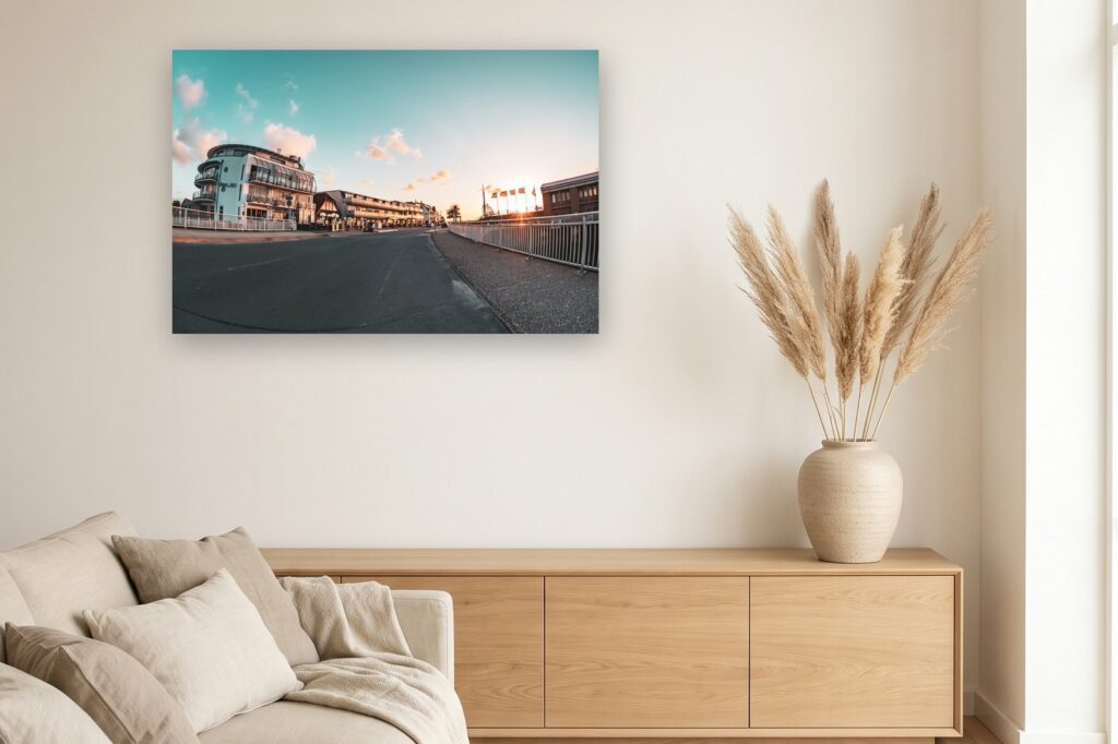 Leinwand Bensersiel 11 als 120 x 80 cm Leinwand im Wohnzimmer