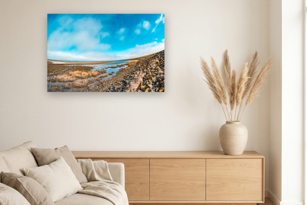 Leinwand Bensersiel 13 als 120 x 80 cm Leinwand im Wohnzimmer
