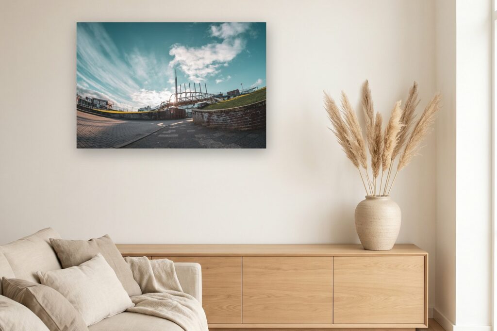 Leinwand Bensersiel 14 als 120 x 80 cm Leinwand im Wohnzimmer