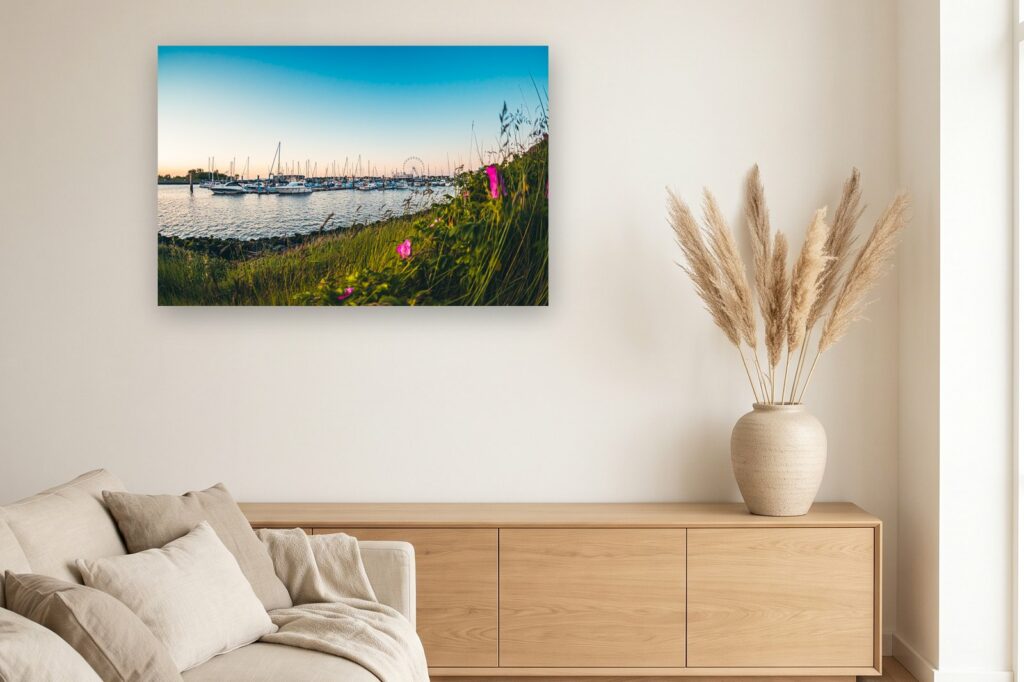 Leinwand Bensersiel 16 als 120 x 80 cm Leinwand im Wohnzimmer