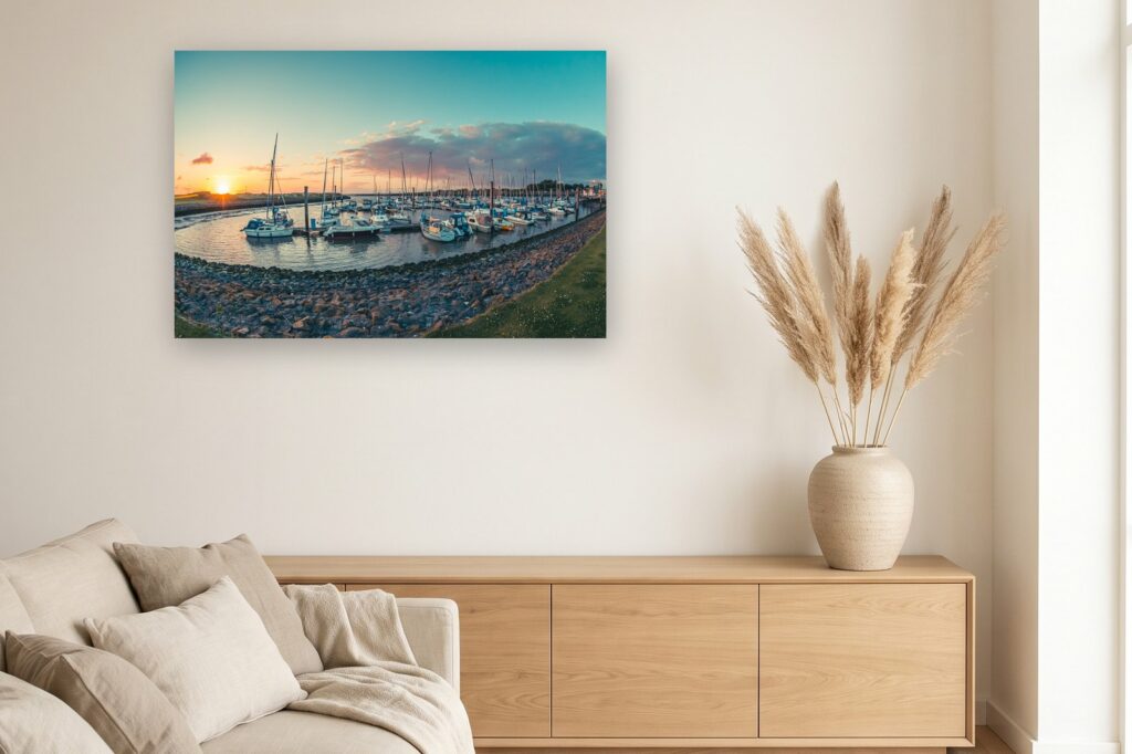 Leinwand Bensersiel 7 als 120 x 80 cm Leinwand im Wohnzimmer