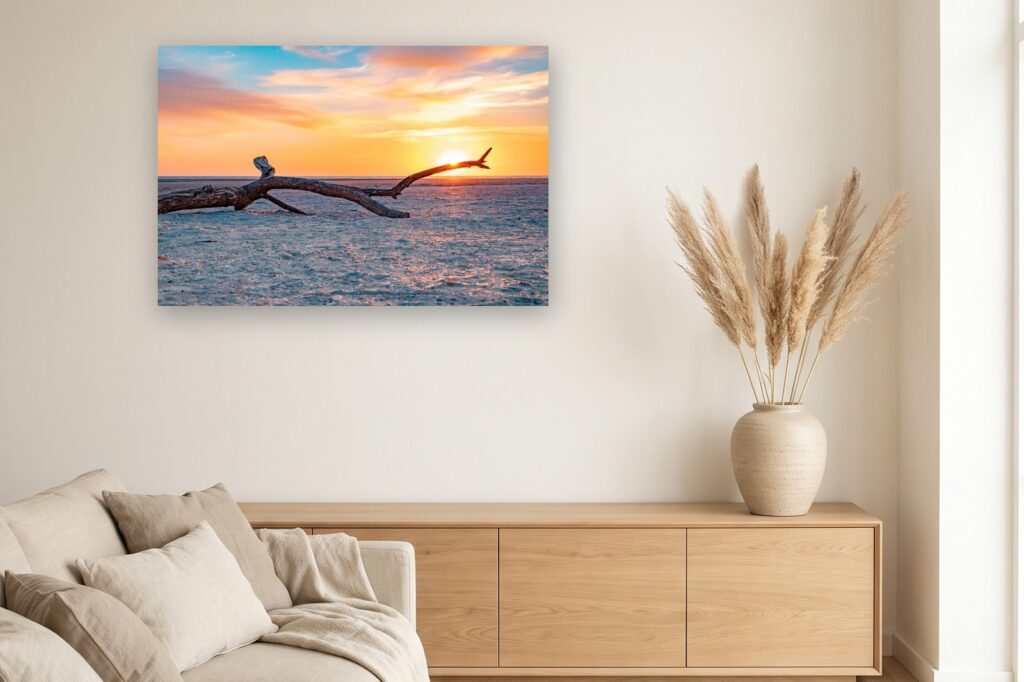 Leinwand Blåvand 12 als 120 x 80 cm Leinwand im Wohnzimmer
