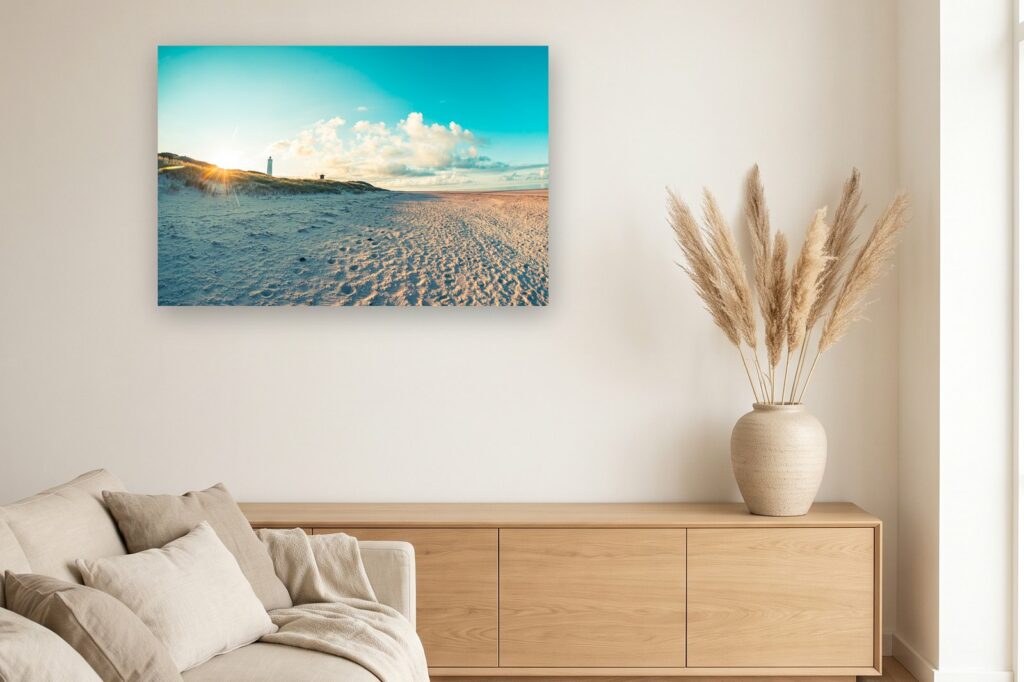 Leinwand Blåvand 15 als 120 x 80 cm Leinwand im Wohnzimmer