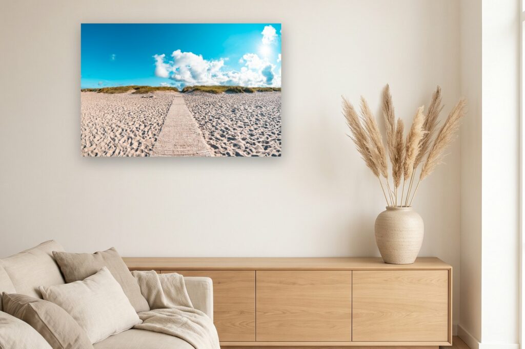 Leinwand Blåvand 16 als 120 x 80 cm Leinwand im Wohnzimmer