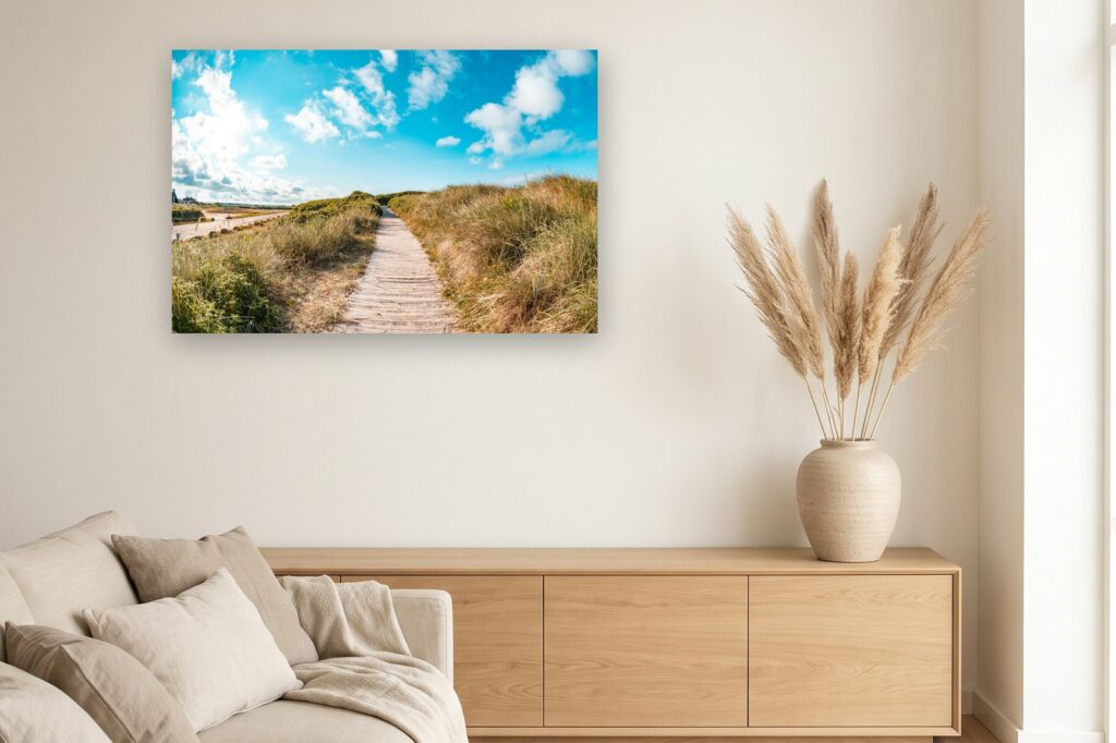 Leinwand Blåvand 18 als 120 x 80 cm Leinwand im Wohnzimmer