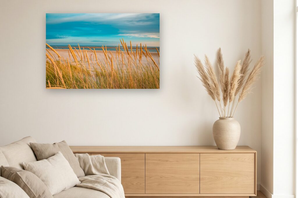 Leinwand Blåvand 7 als 120 x 80 cm Leinwand im Wohnzimmer