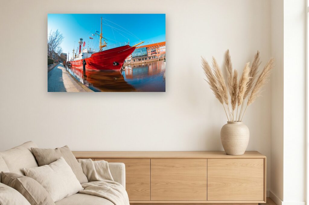 Leinwand Emden 13 als 120 x 80 cm Leinwand im Wohnzimmer