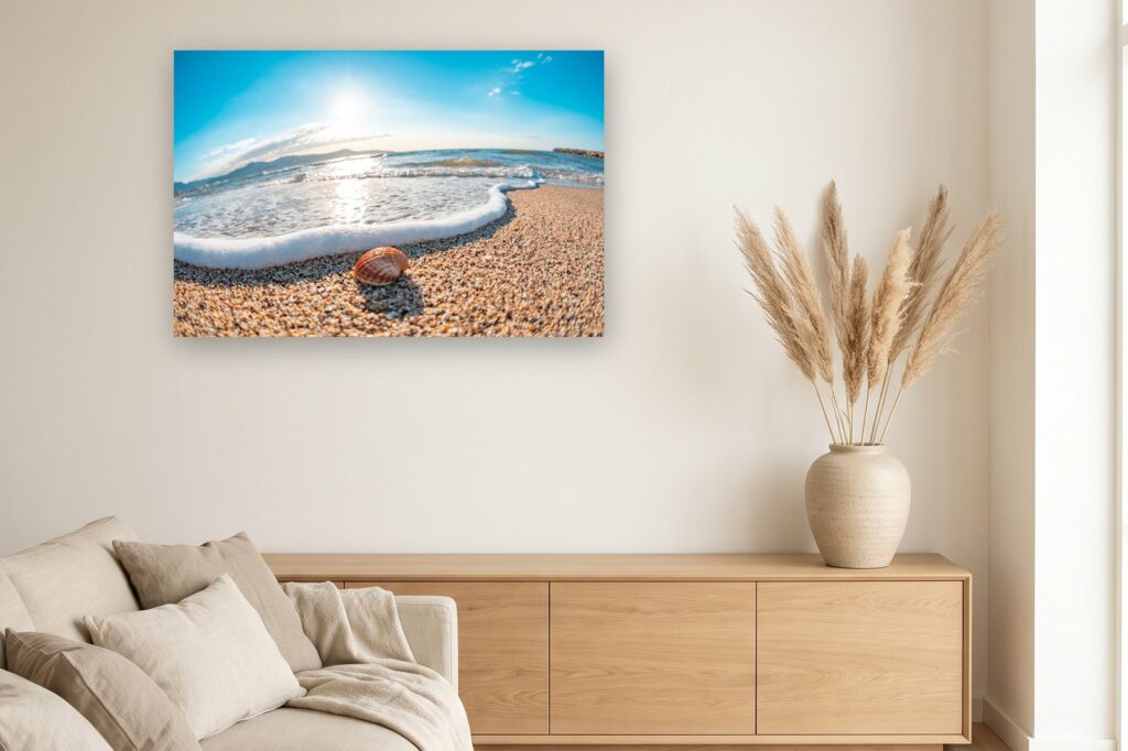 Leinwand Empuriabrava 11 als 120 x 80 cm Leinwand im Wohnzimmer