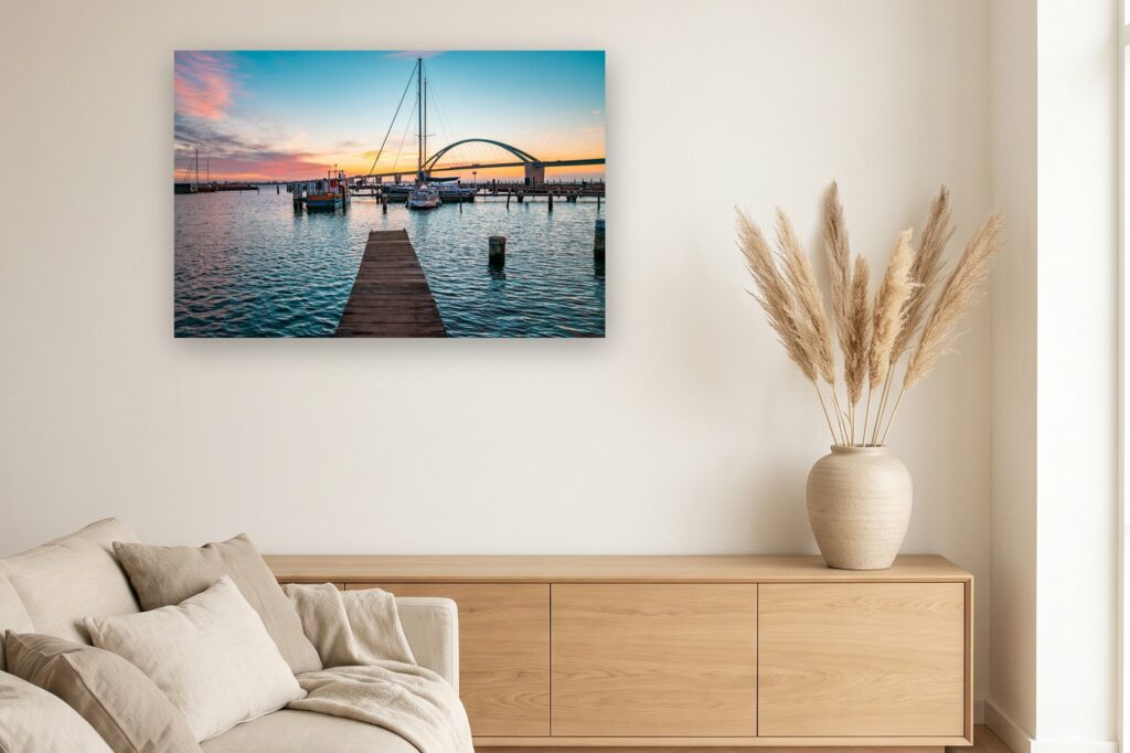 Leinwand Fehmarn 1 als 120 x 80 cm Leinwand im Wohnzimmer