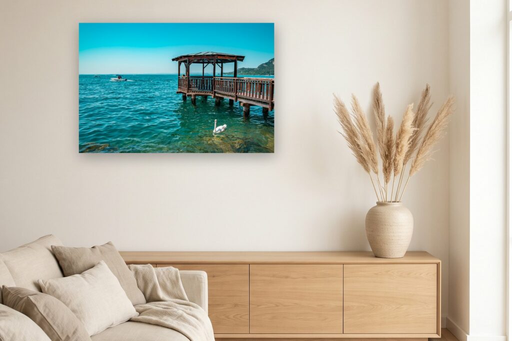 Leinwand Gardasee 1 als 120 x 80 cm Leinwand im Wohnzimmer