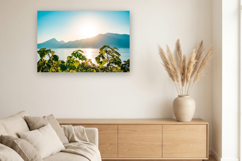 Leinwand Gardasee 16 als 120 x 80 cm Leinwand im Wohnzimmer