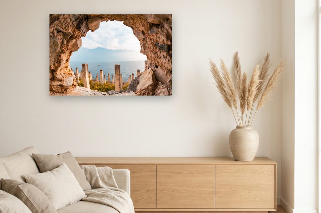 Leinwand Gardasee 20 als 120 x 80 cm Leinwand im Wohnzimmer