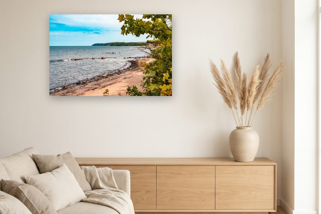 Leinwand Glowe 2 als 120 x 80 cm Leinwand im Wohnzimmer