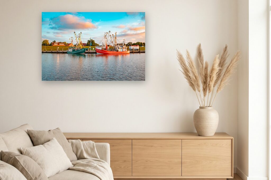 Leinwand Greetsiel 10 als 120 x 80 cm Leinwand im Wohnzimmer