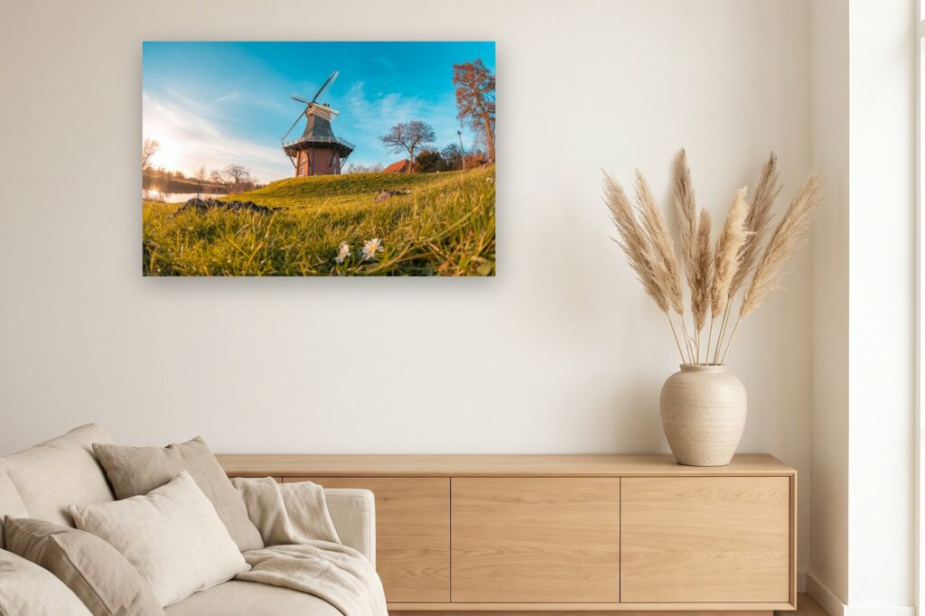 Leinwand Greetsiel 11 als 120 x 80 cm Leinwand im Wohnzimmer