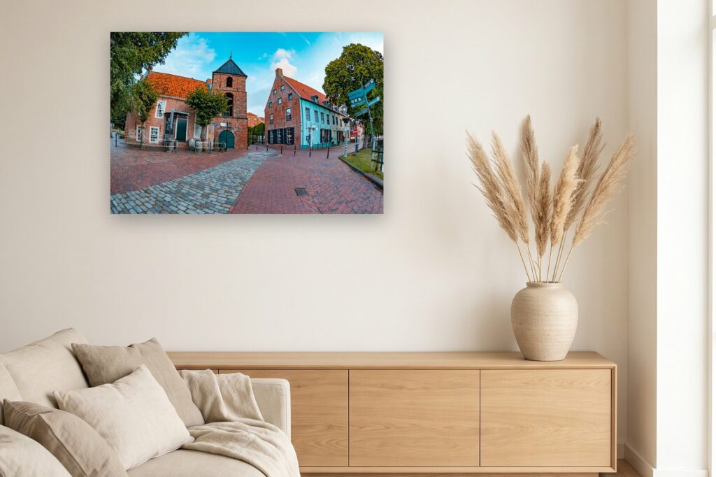 Leinwand Greetsiel 14 als 120 x 80 cm Leinwand im Wohnzimmer