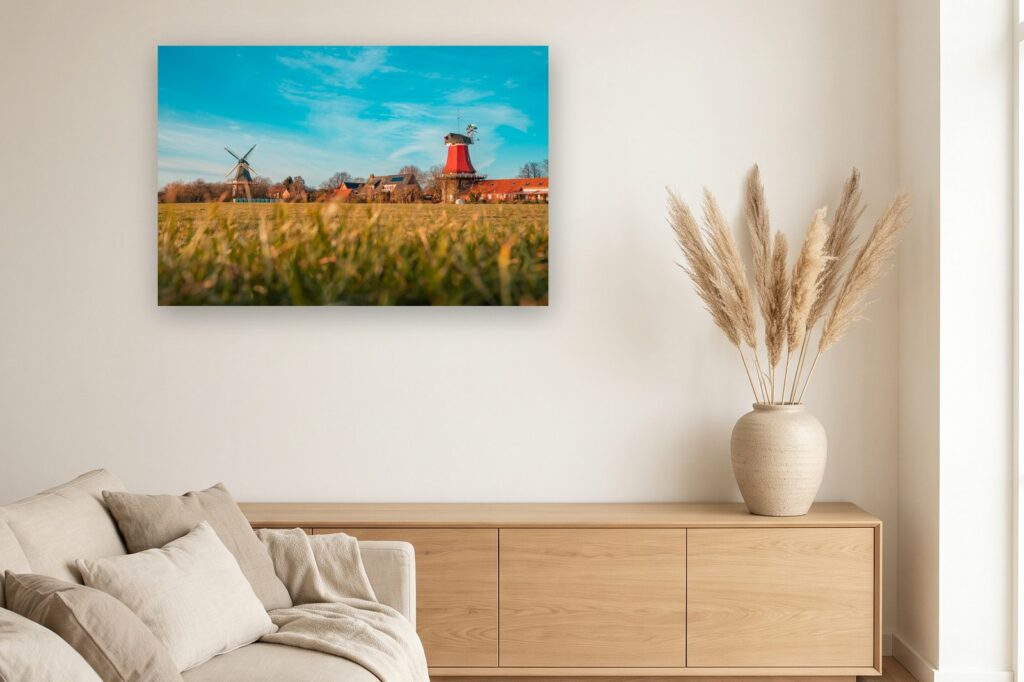 Leinwand Greetsiel 8 als 120 x 80 cm Leinwand im Wohnzimmer