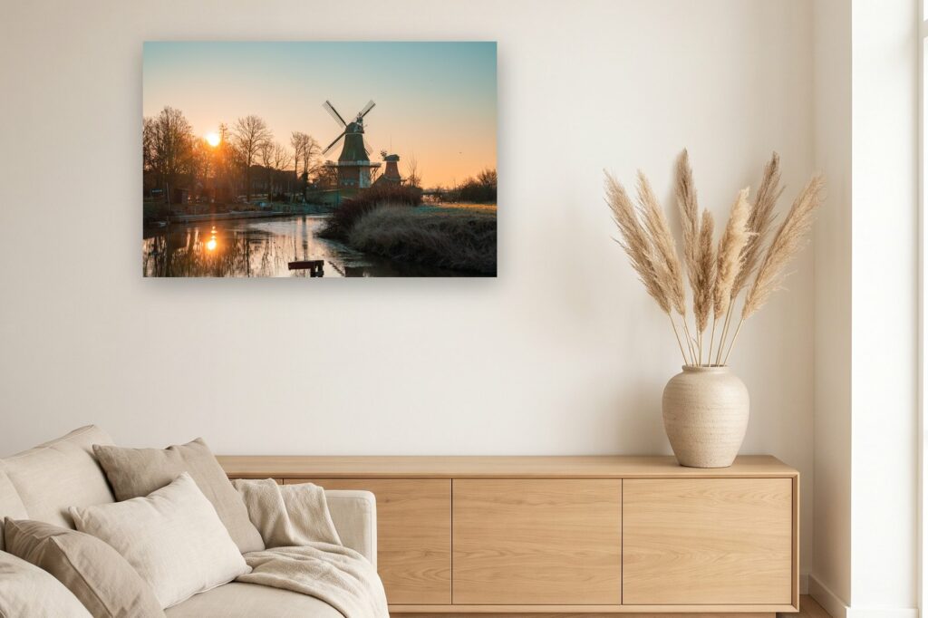 Leinwand Greetsiel 9 als 120 x 80 cm Leinwand im Wohnzimmer