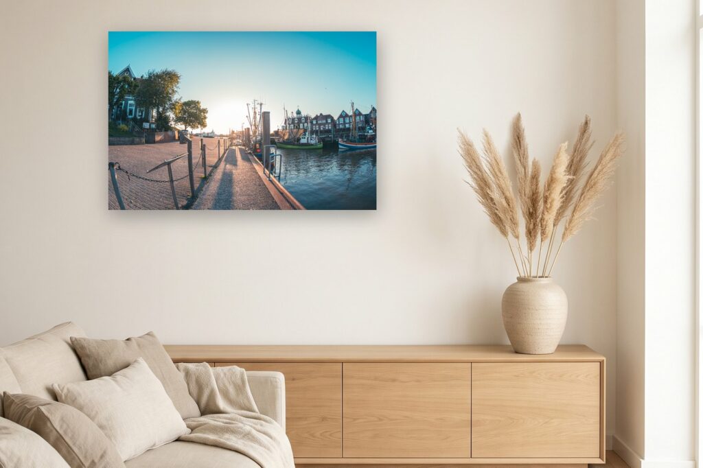 Leinwand Neuharlingersiel 10 als 120 x 80 cm Leinwand im Wohnzimmer