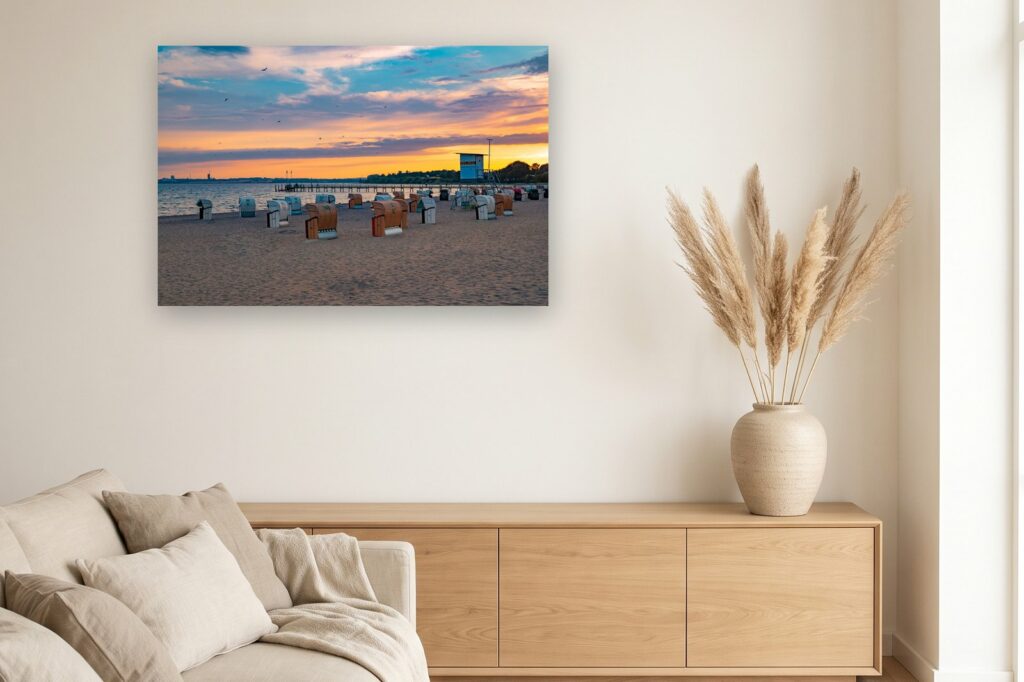 Leinwand Pelzerhaken 10 als 120 x 80 cm Leinwand im Wohnzimmer