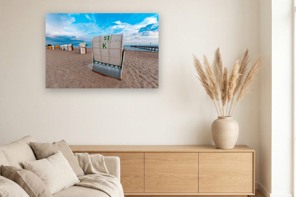 Leinwand Pelzerhaken 13 als 120 x 80 cm Leinwand im Wohnzimmer
