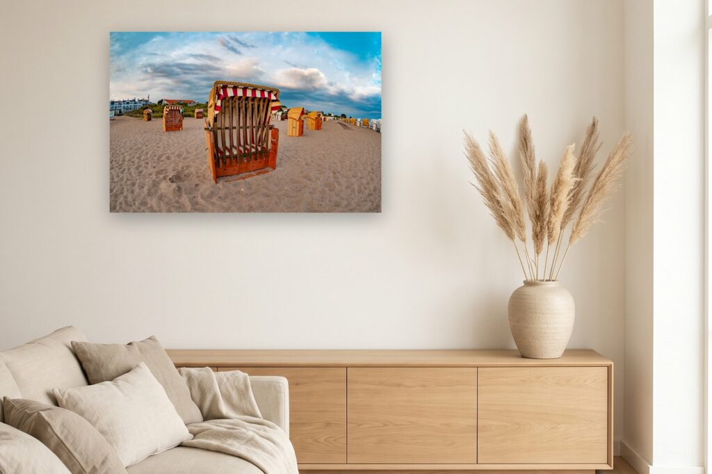 Leinwand Pelzerhaken 14 als 120 x 80 cm Leinwand im Wohnzimmer