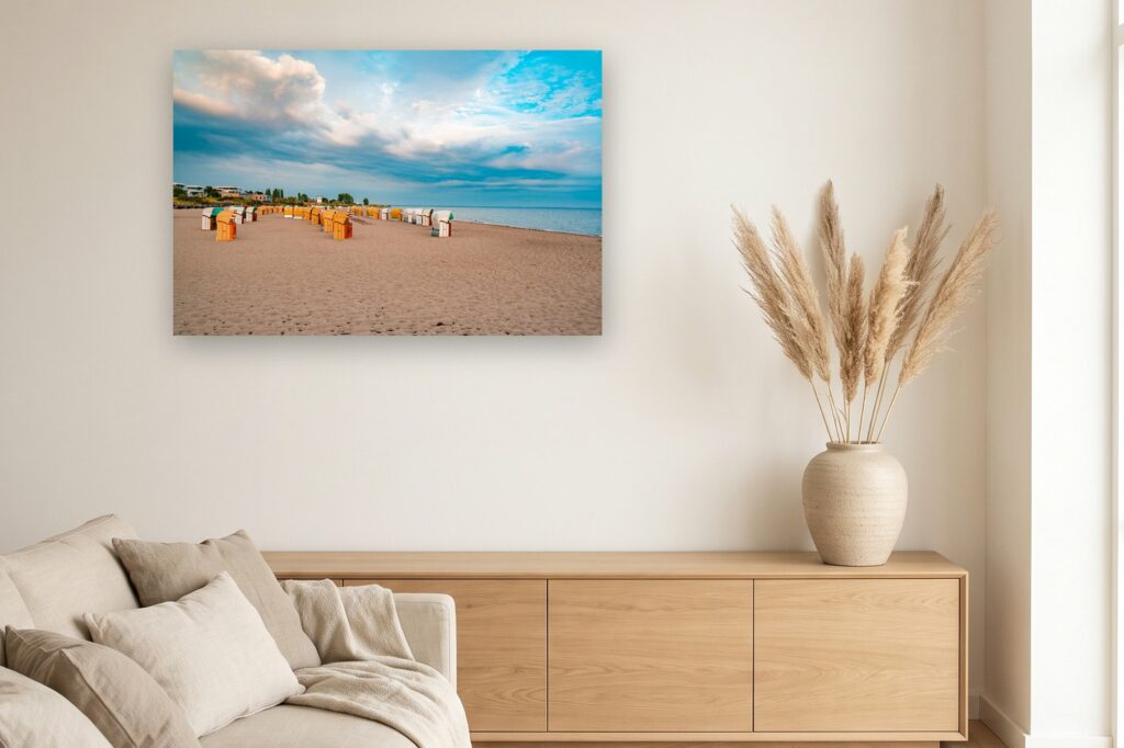 Leinwand Pelzerhaken 15 als 120 x 80 cm Leinwand im Wohnzimmer