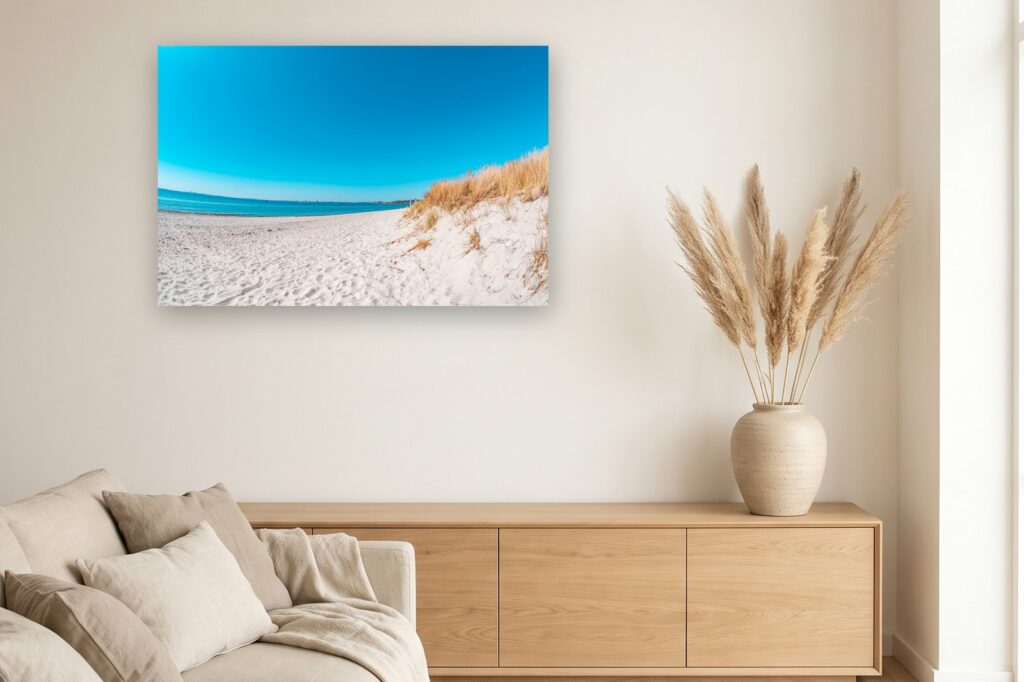 Leinwand Pelzerhaken 16 als 120 x 80 cm Leinwand im Wohnzimmer