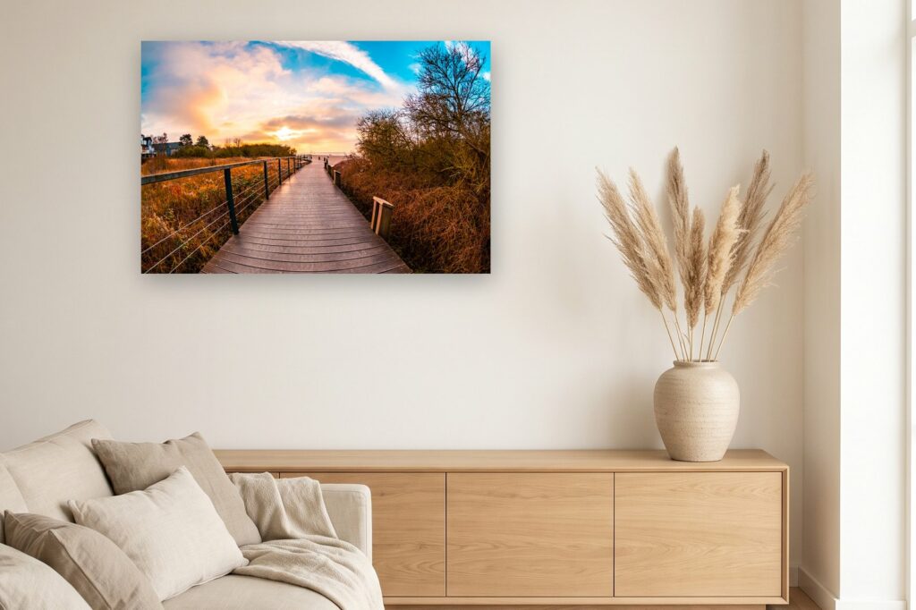 Leinwand Pelzerhaken 17 als 120 x 80 cm Leinwand im Wohnzimmer