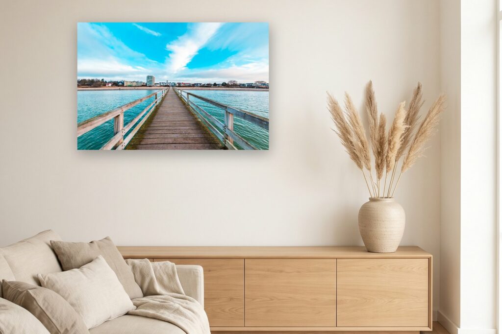 Leinwand Pelzerhaken 18 als 120 x 80 cm Leinwand im Wohnzimmer