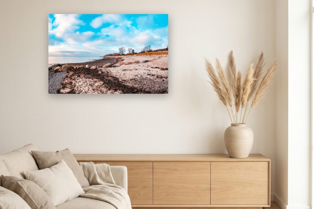 Leinwand Pelzerhaken 19 als 120 x 80 cm Leinwand im Wohnzimmer