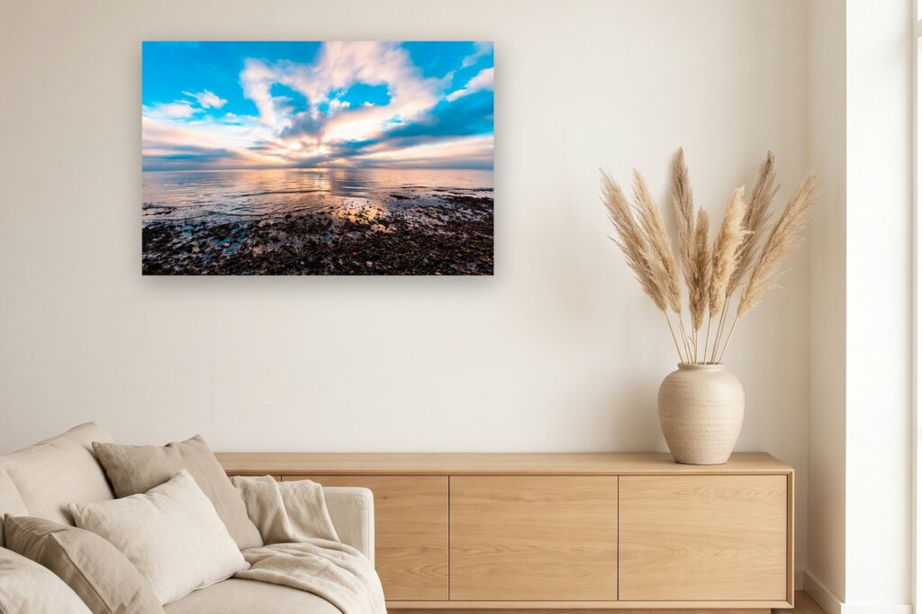 Leinwand Pelzerhaken 20 als 120 x 80 cm Leinwand im Wohnzimmer