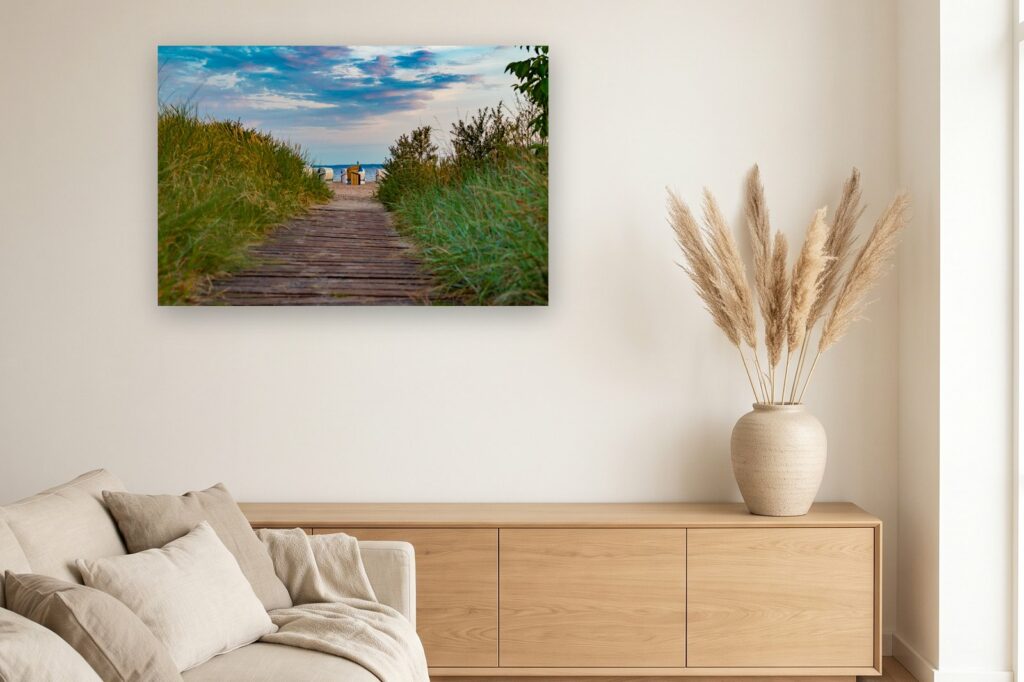Leinwand Pelzerhaken 6 als 120 x 80 cm Leinwand im Wohnzimmer