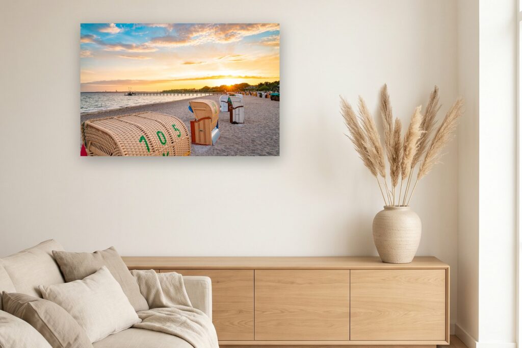 Leinwand Pelzerhaken 7 als 120 x 80 cm Leinwand im Wohnzimmer