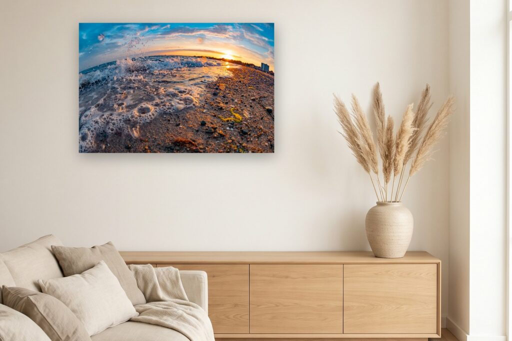 Leinwand Pelzerhaken 8 als 120 x 80 cm Leinwand im Wohnzimmer