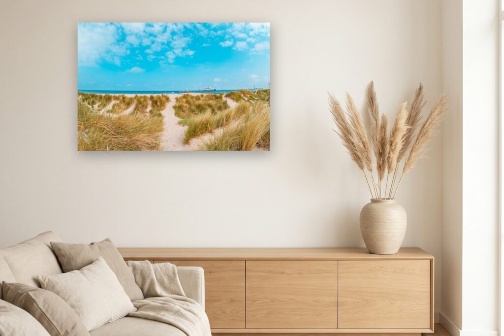 Leinwand Warnemünde 1 als 120 x 80 cm Leinwand im Wohnzimmer