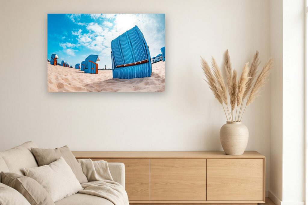 Leinwand Warnemünde 10 als 120 x 80 cm Leinwand im Wohnzimmer