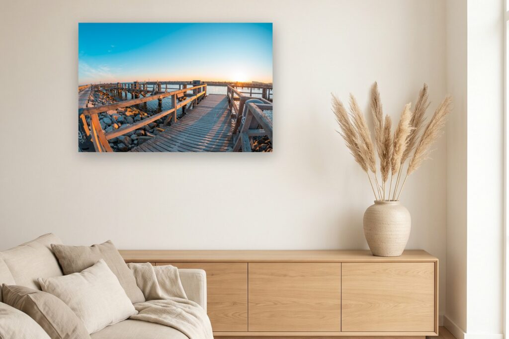 Leinwand Warnemünde 12 als 120 x 80 cm Leinwand im Wohnzimmer