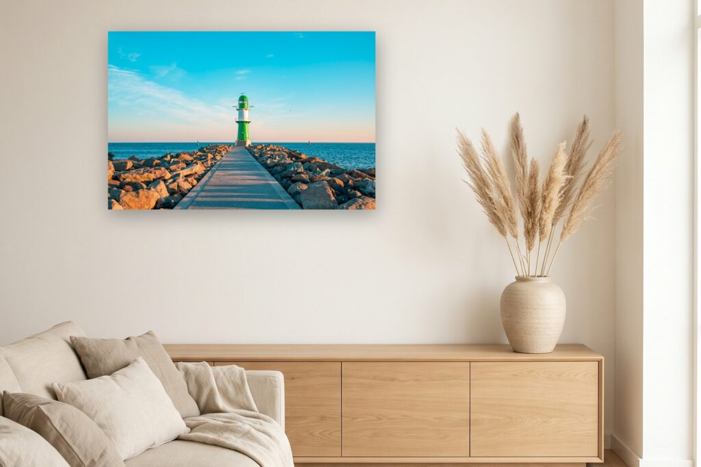 Leinwand Warnemünde 13 als 120 x 80 cm Leinwand im Wohnzimmer