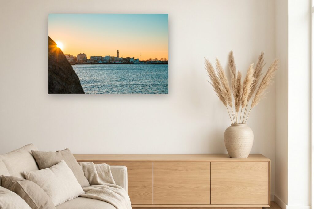 Leinwand Warnemünde 17 als 120 x 80 cm Leinwand im Wohnzimmer