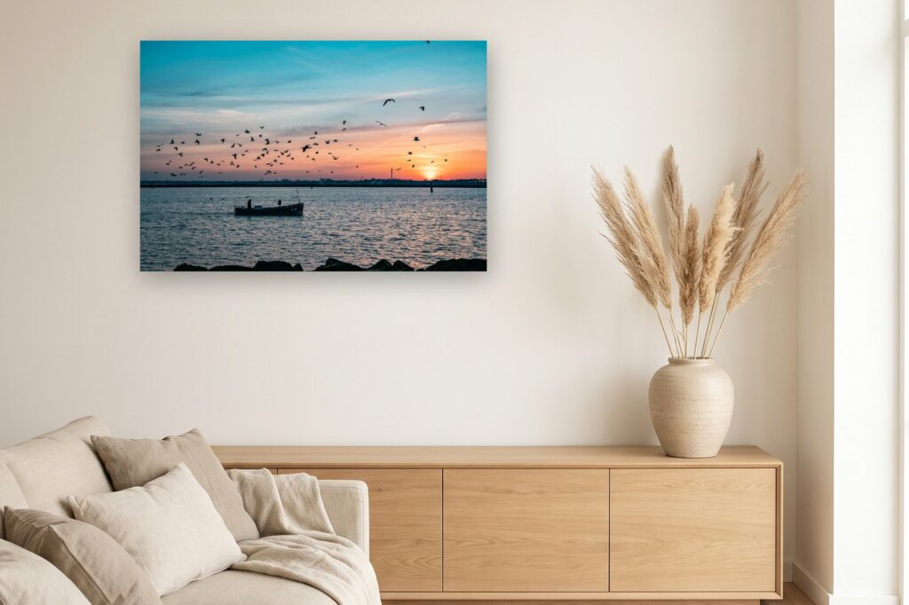 Leinwand Warnemünde 2 als 120 x 80 cm Leinwand im Wohnzimmer