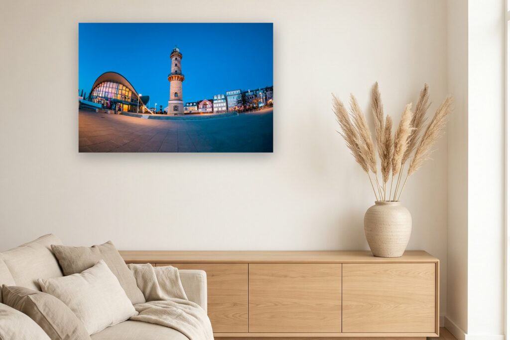 Leinwand Warnemünde 20 als 120 x 80 cm Leinwand im Wohnzimmer