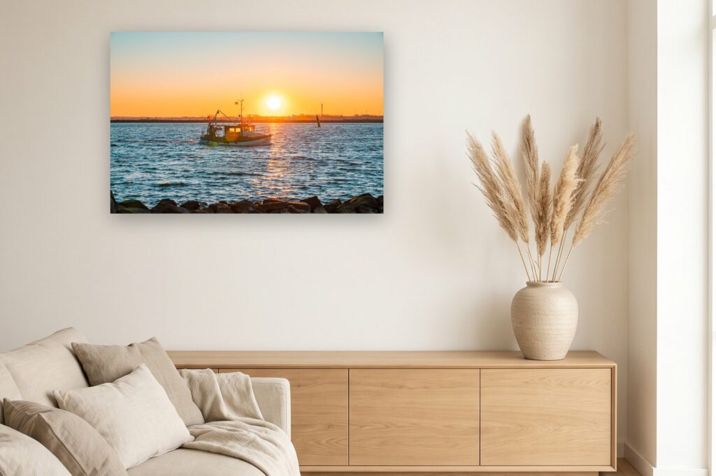 Leinwand Warnemünde 21 als 120 x 80 cm Leinwand im Wohnzimmer