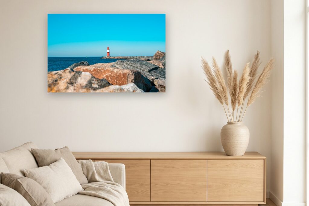 Leinwand Warnemünde 8 als 120 x 80 cm Leinwand im Wohnzimmer