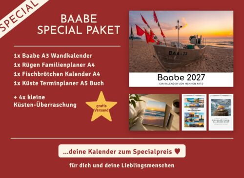 Baabe Special Paket 2027: Baabe Wandkalender, Rügen Familienplaner, Fischbrötchen Kalender, Terminplaner und 4 kleine Küsten-Überraschungen