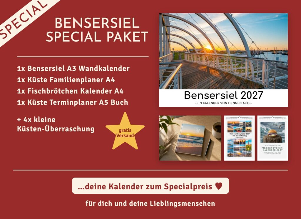 Bensersiel Special Paket 2027: Bensersiel Wandkalender, Familienplaner, Fischbrötchen Kalender, Terminplaner und 4 kleine Küsten-Überraschungen