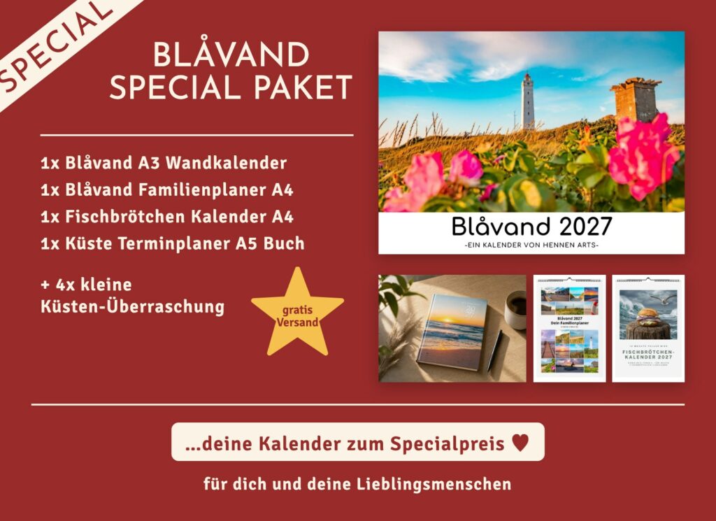 Blåvand Special Paket 2027: Blåvand Wandkalender, Blåvand Familienplaner, Fischbrötchen Kalender, Terminplaner und 4 kleine Küsten-Überraschungen