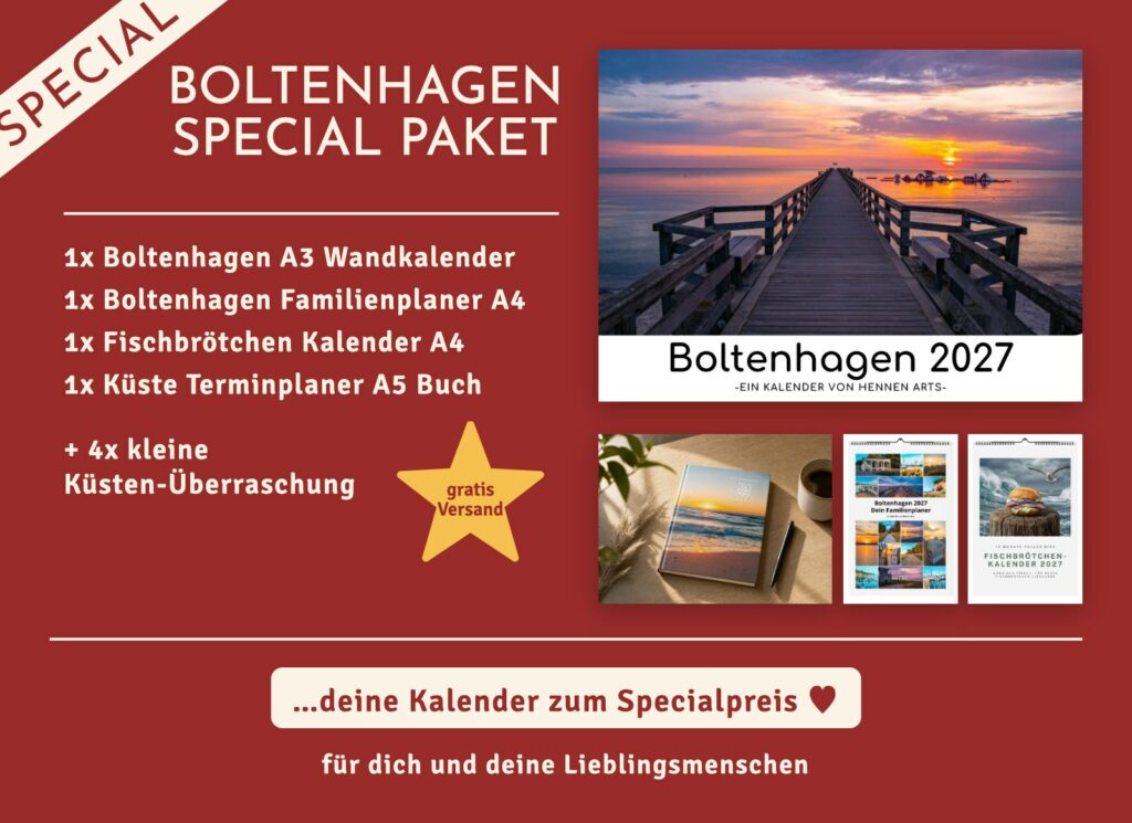 Boltenhagen Special Paket 2027: Boltenhagen Wandkalender, Boltenhagen Familienplaner, Fischbrötchen Kalender, Terminplaner und 4 kleine Küsten-Überraschungen