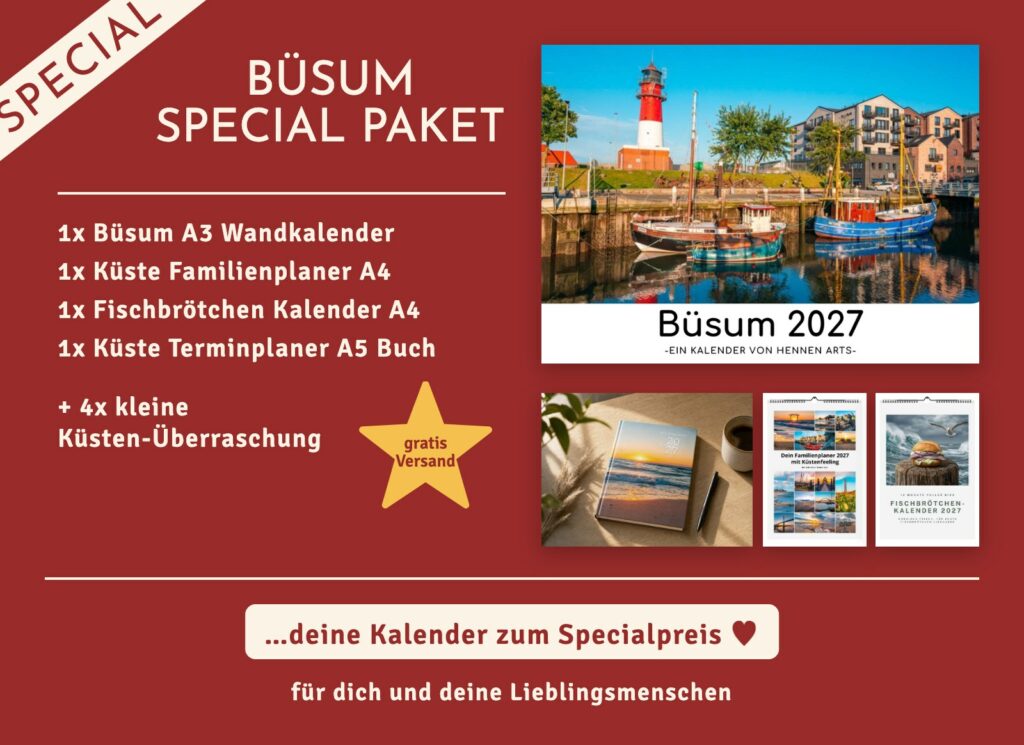 Büsum Special Paket 2027: Büsum Wandkalender, Familienplaner, Fischbrötchen Kalender, Terminplaner und 4 kleine Küsten-Überraschungen